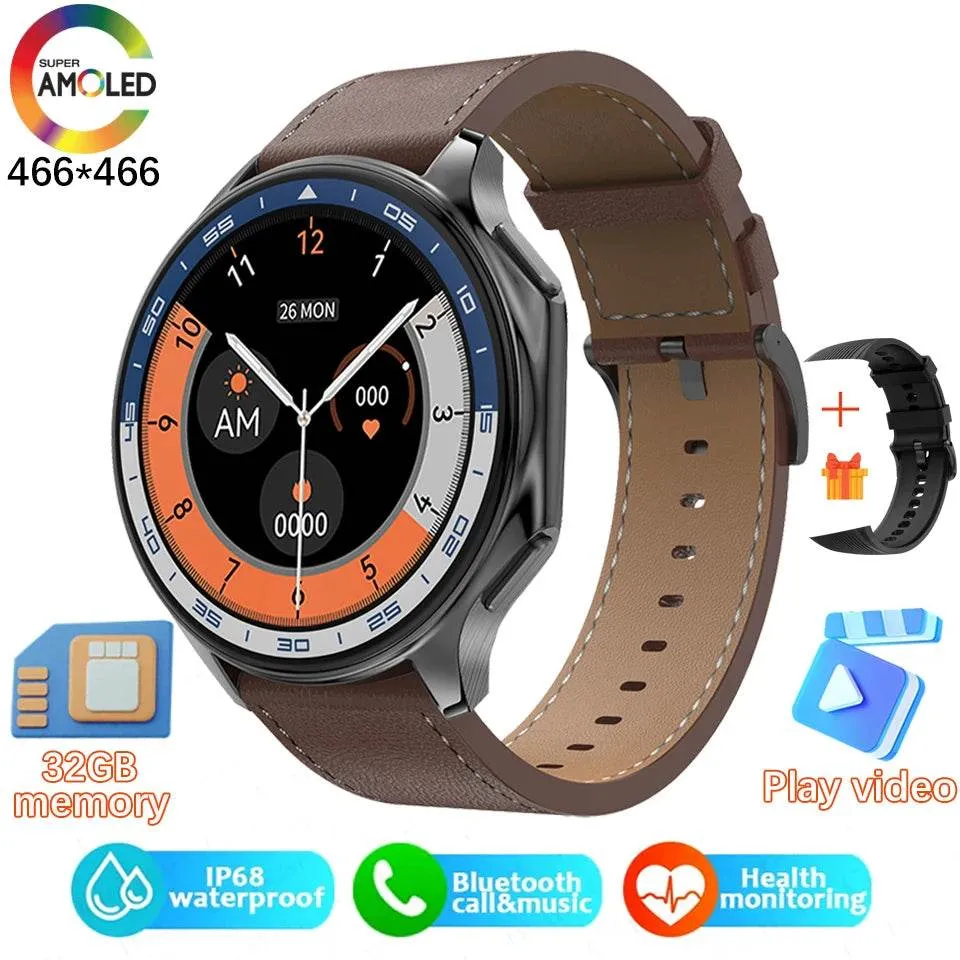 Smart Watch For OPPO Men's 466*466 AMOLED HD Screen 4GB Memory 3D Surround Vision Watch BT Call Waterproof Smartwatch