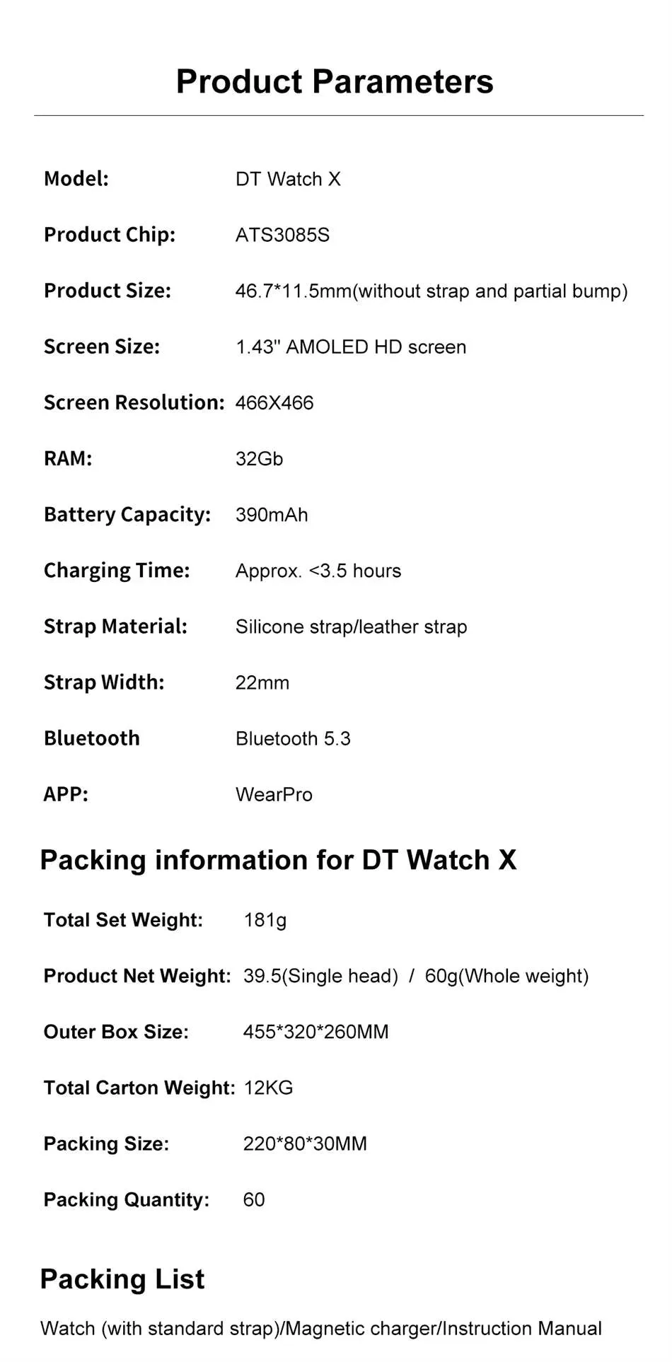 Smart Watch For OPPO Men's 466*466 AMOLED HD Screen 4GB Memory 3D Surround Vision Watch BT Call Waterproof Smartwatch