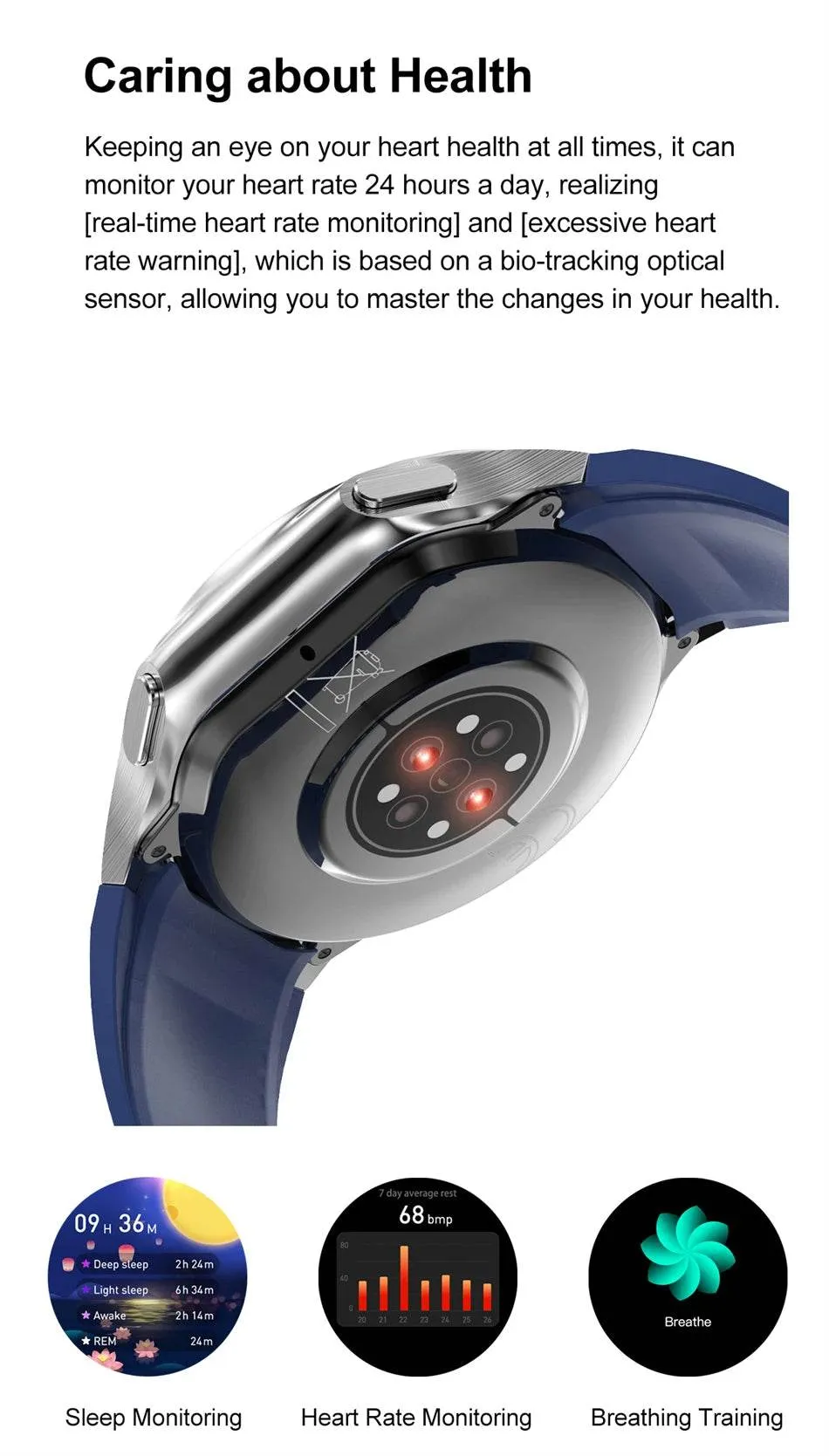 Smart Watch For OPPO Men's 466*466 AMOLED HD Screen 4GB Memory 3D Surround Vision Watch BT Call Waterproof Smartwatch