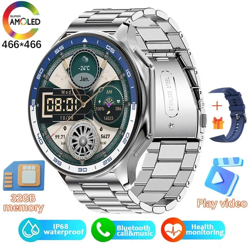 Smart Watch For OPPO Men's 466*466 AMOLED HD Screen 4GB Memory 3D Surround Vision Watch BT Call Waterproof Smartwatch