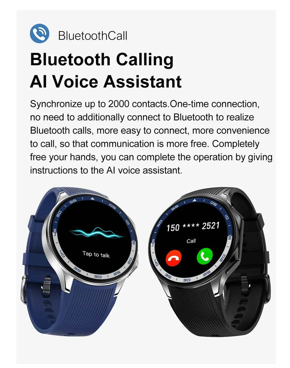 Smart Watch For OPPO Men's 466*466 AMOLED HD Screen 4GB Memory 3D Surround Vision Watch BT Call Waterproof Smartwatch