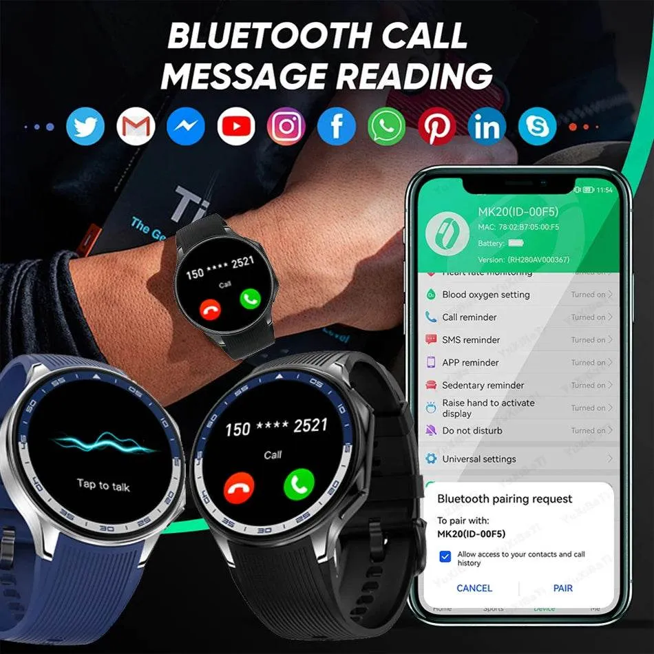 Smart Watch For OPPO Men's 466*466 AMOLED HD Screen 4GB Memory 3D Surround Vision Watch BT Call Waterproof Smartwatch