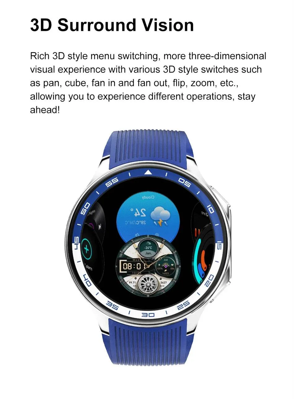 Smart Watch For OPPO Men's 466*466 AMOLED HD Screen 4GB Memory 3D Surround Vision Watch BT Call Waterproof Smartwatch