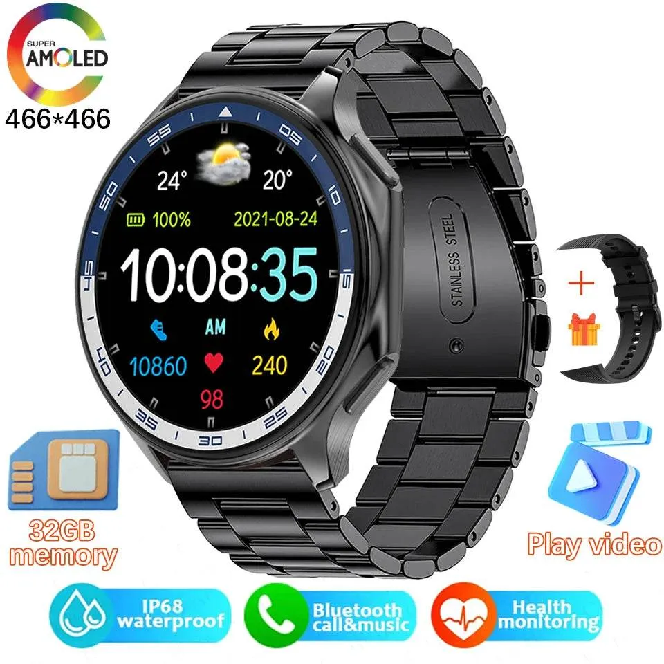 Smart Watch For OPPO Men's 466*466 AMOLED HD Screen 4GB Memory 3D Surround Vision Watch BT Call Waterproof Smartwatch
