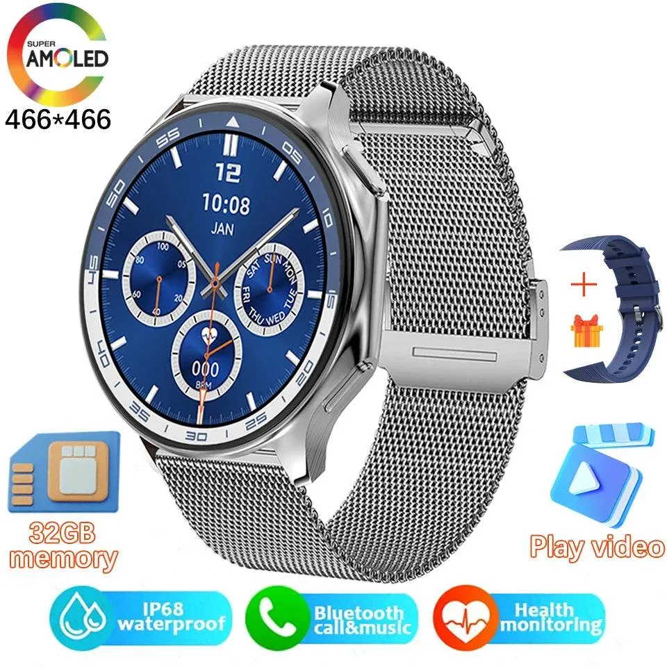 Smart Watch For OPPO Men's 466*466 AMOLED HD Screen 4GB Memory 3D Surround Vision Watch BT Call Waterproof Smartwatch