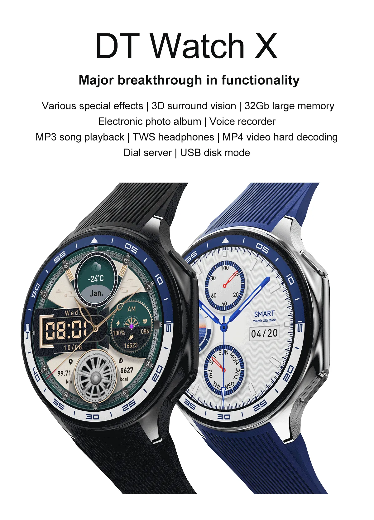 Smart Watch For OPPO Men's 466*466 AMOLED HD Screen 4GB Memory 3D Surround Vision Watch BT Call Waterproof Smartwatch