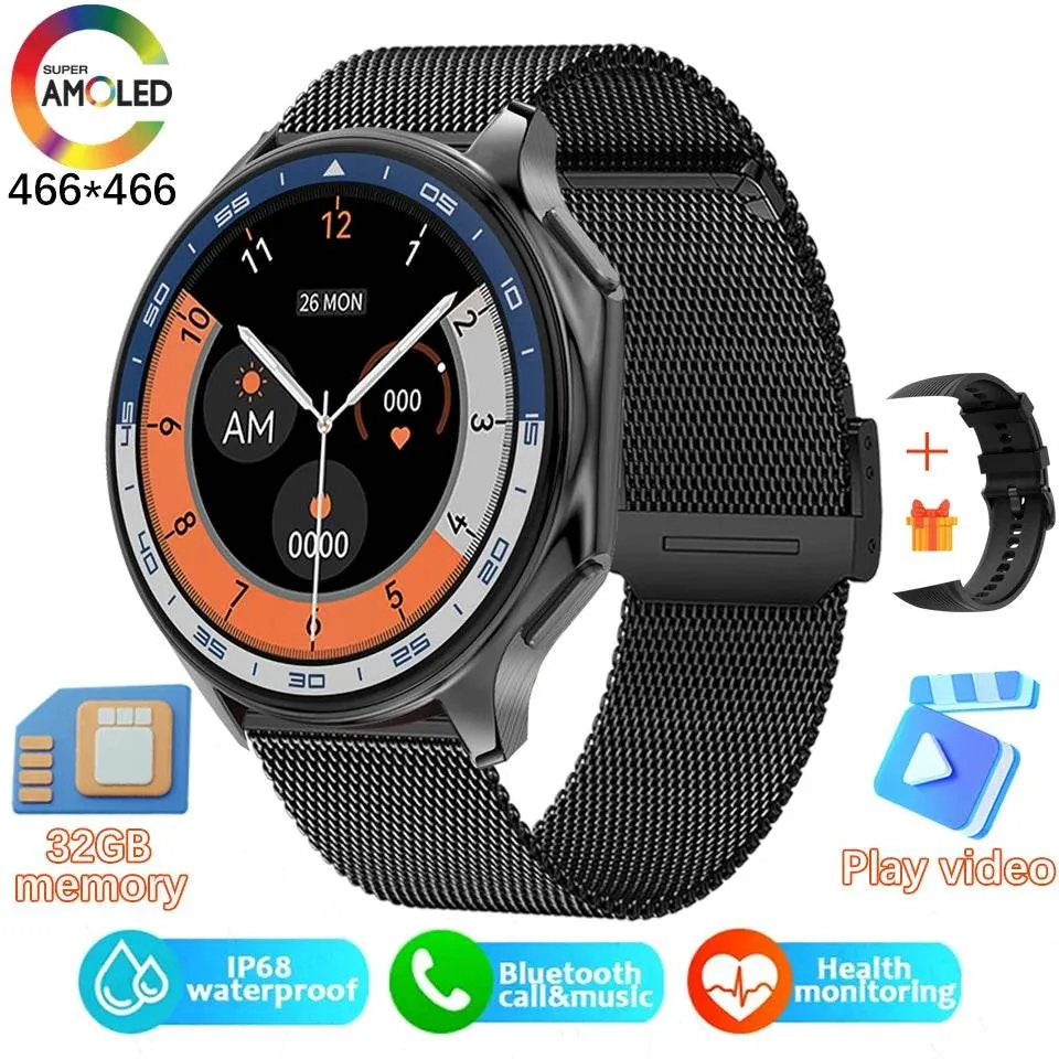Smart Watch For OPPO Men's 466*466 AMOLED HD Screen 4GB Memory 3D Surround Vision Watch BT Call Waterproof Smartwatch