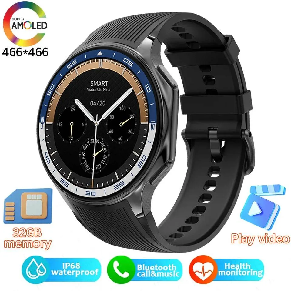 Smart Watch For OPPO Men's 466*466 AMOLED HD Screen 4GB Memory 3D Surround Vision Watch BT Call Waterproof Smartwatch