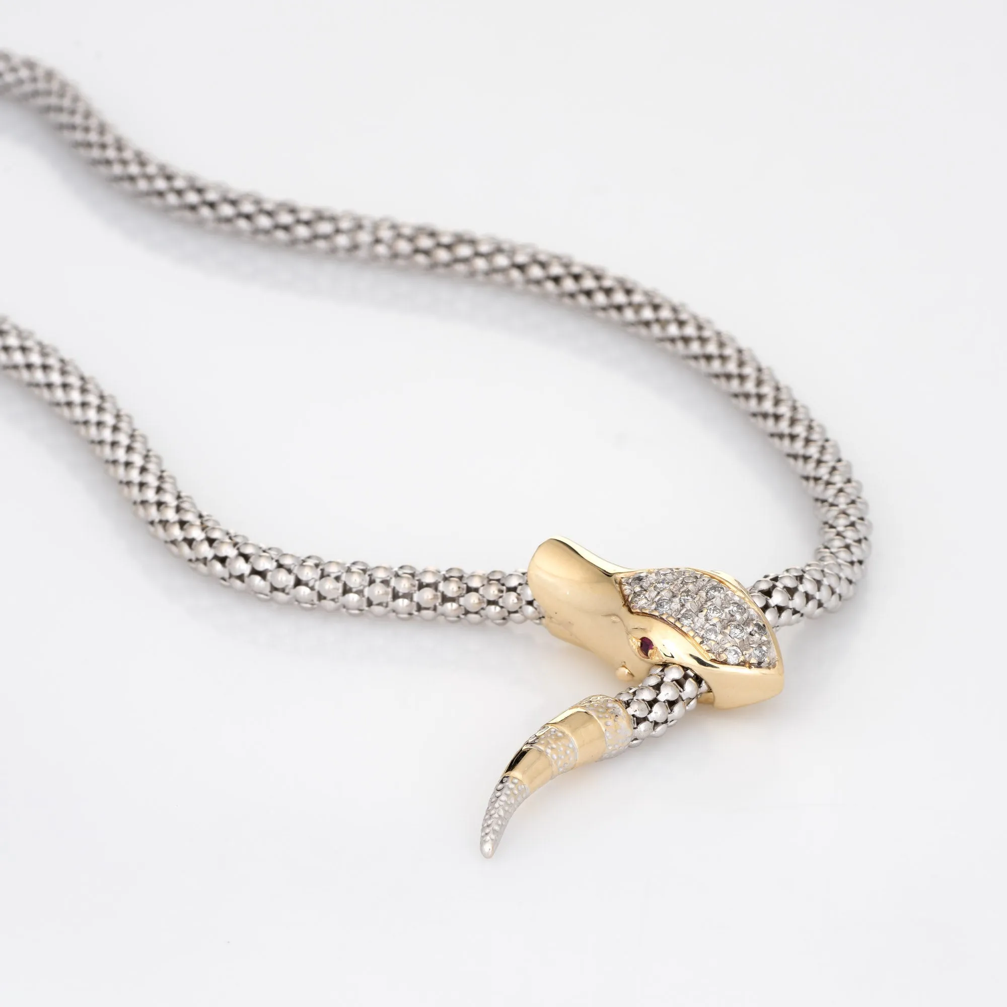 Snake Slide Necklace Diamond Estate 14k Gold Adjustable Jewelry Fine Vintage