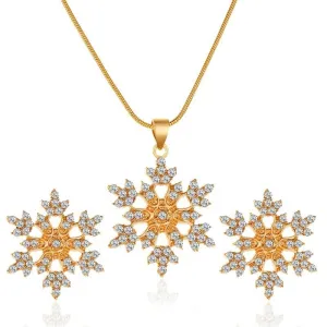Snowflake Zircon Jewelry Set Earrings Necklace jewelry