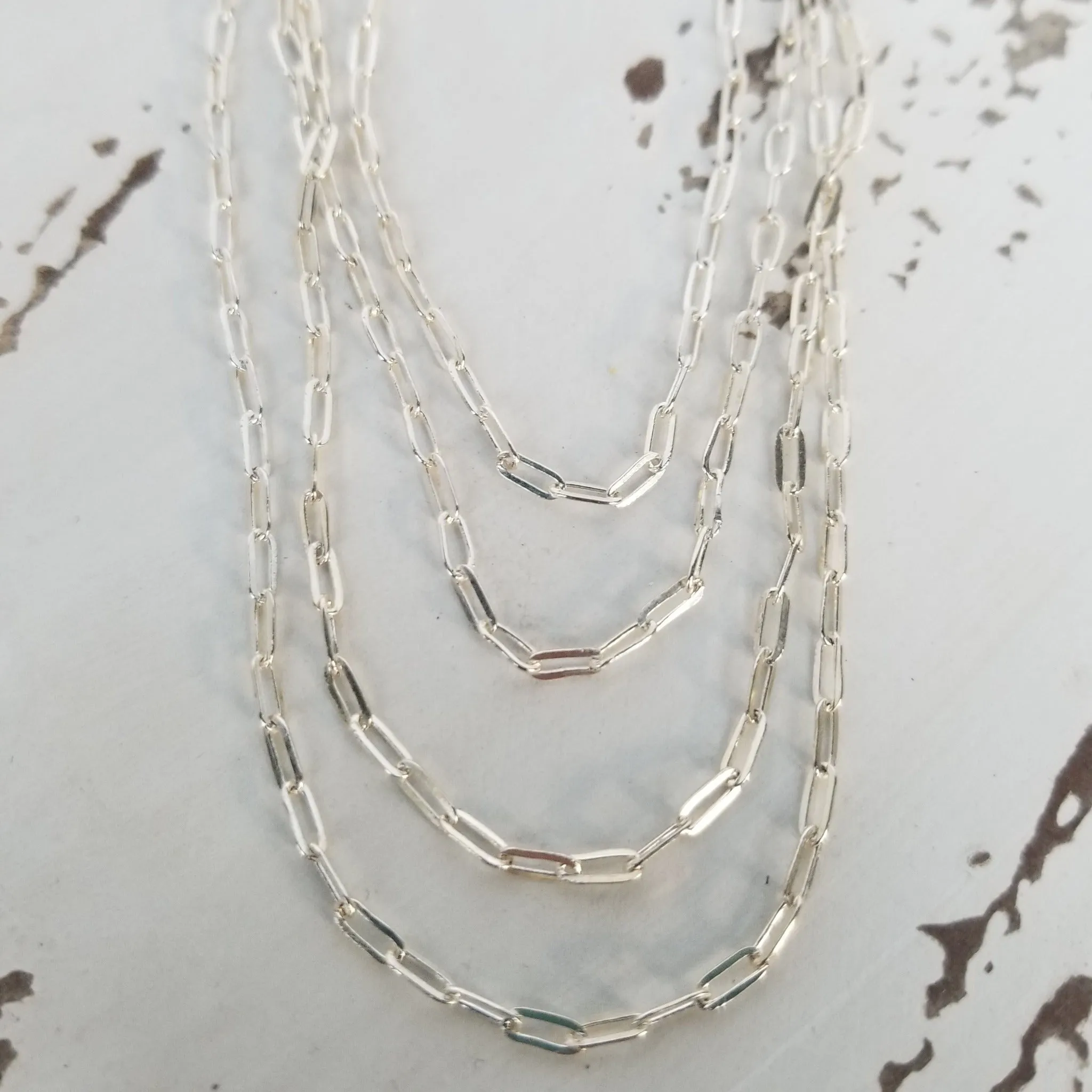 Solid Sterling Silver Paperclip Add On Layering Necklace