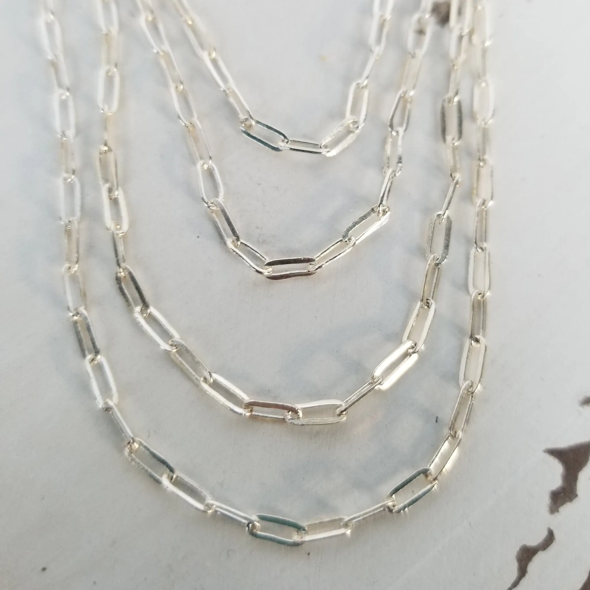 Solid Sterling Silver Paperclip Add On Layering Necklace
