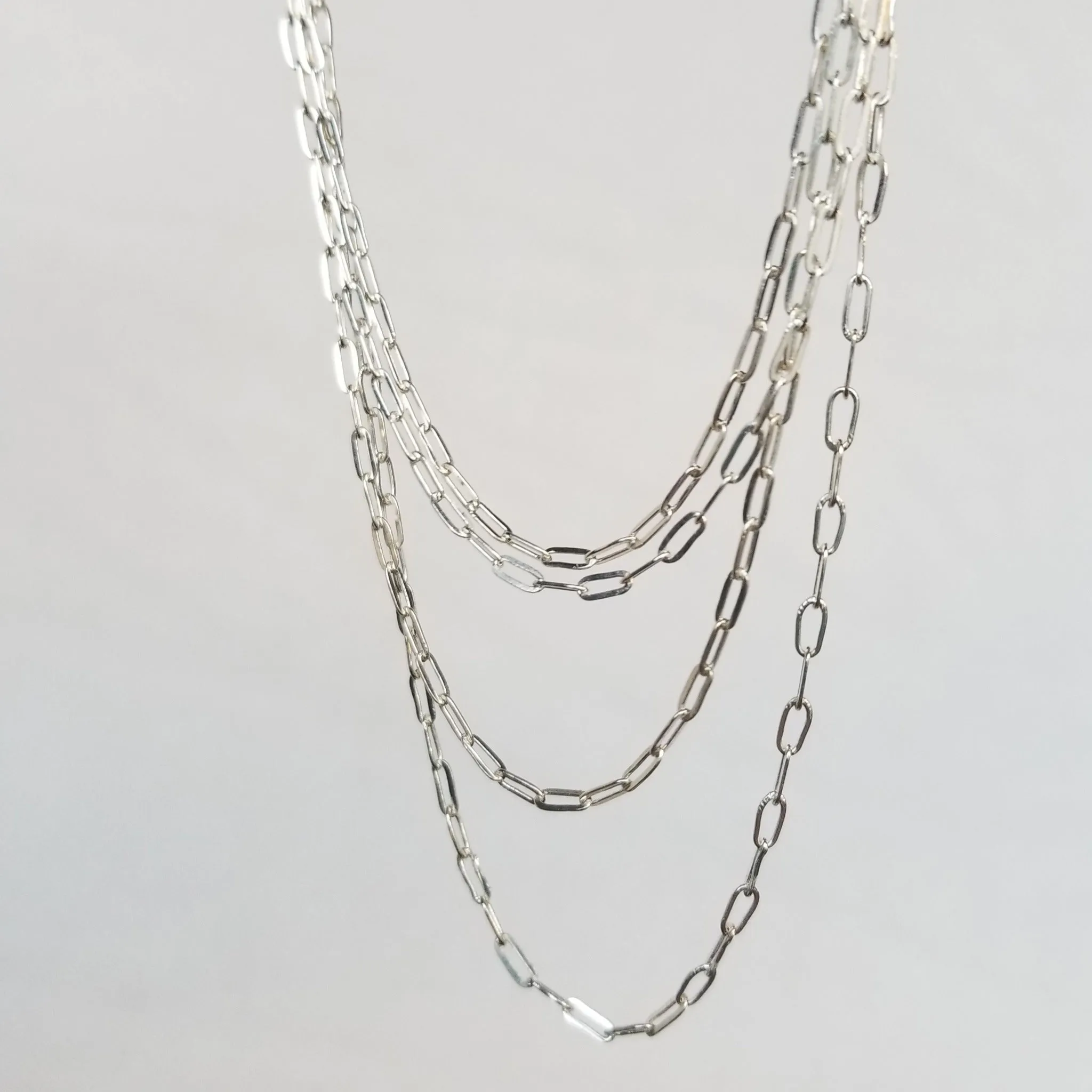 Solid Sterling Silver Paperclip Add On Layering Necklace