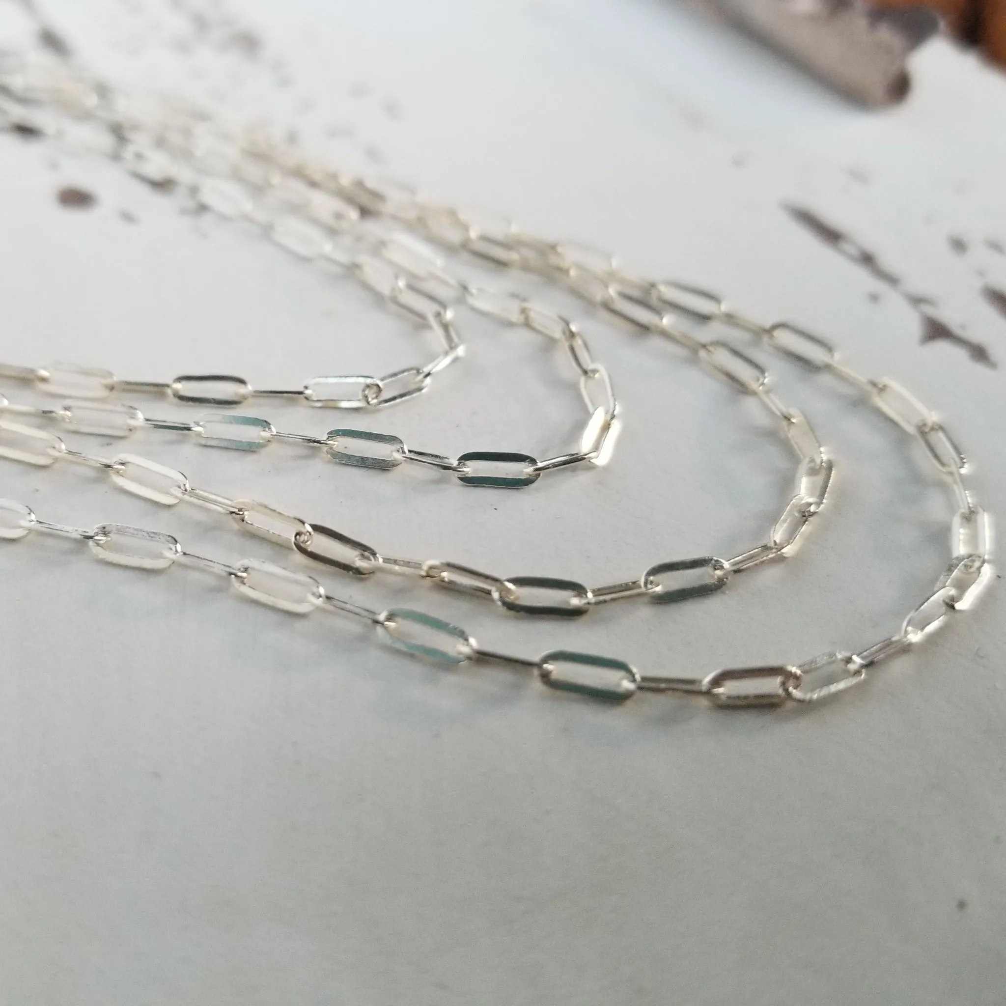 Solid Sterling Silver Paperclip Add On Layering Necklace