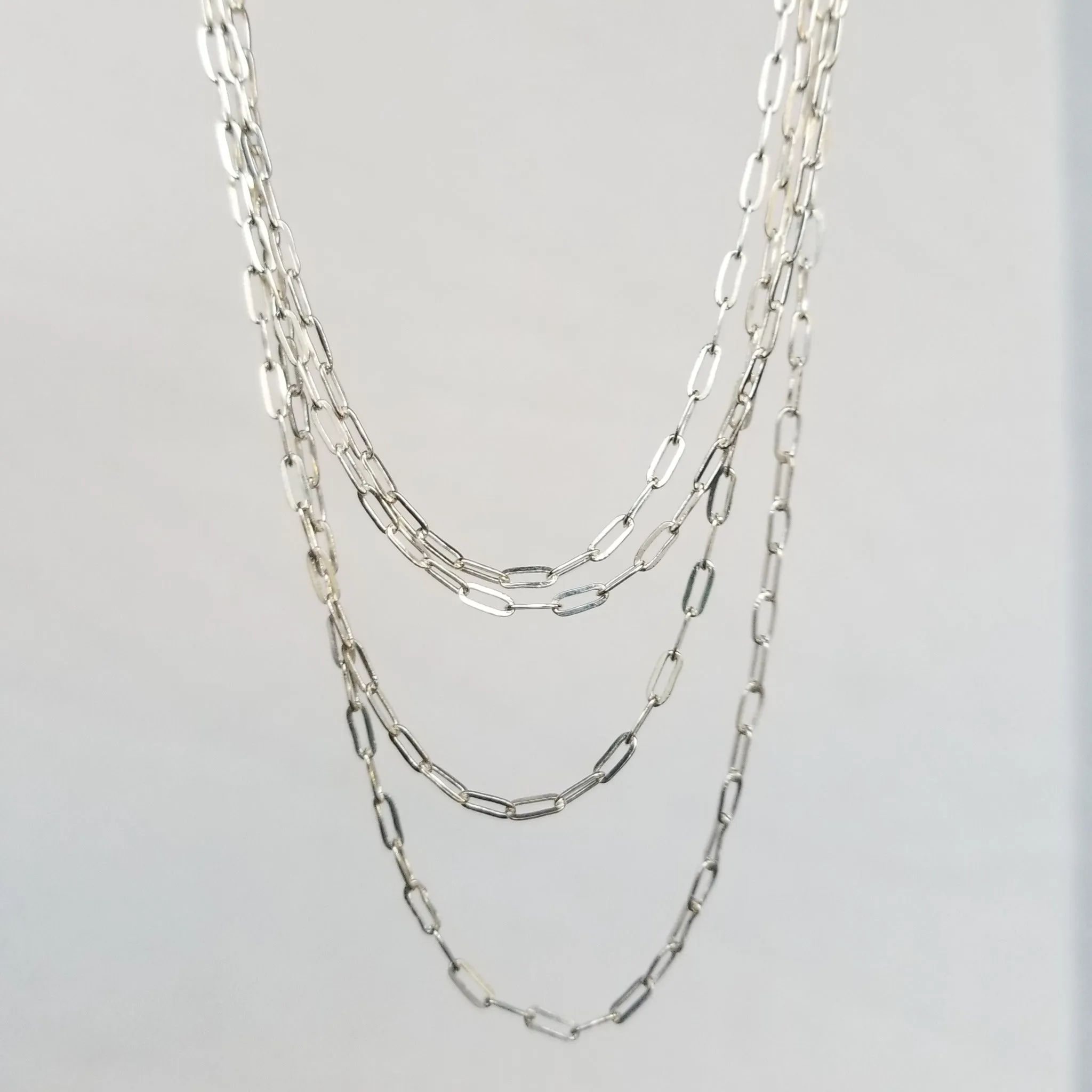 Solid Sterling Silver Paperclip Add On Layering Necklace