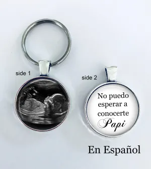 SPANISH Sonogram keychain - double sided - NO PUEDO ESPERAR A CONOCERTE
