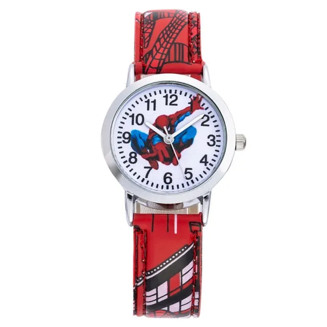 Spiderman Cartoon Kids Watches 30M Waterproof Cool Pattern Leather Strap Children Wristwatch Boys Babys Gift Montre Enfant 2019