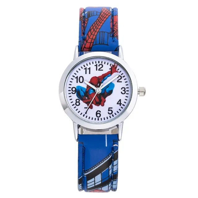 Spiderman Cartoon Kids Watches 30M Waterproof Cool Pattern Leather Strap Children Wristwatch Boys Babys Gift Montre Enfant 2019
