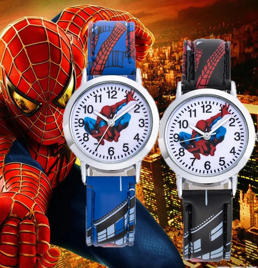Spiderman Cartoon Kids Watches 30M Waterproof Cool Pattern Leather Strap Children Wristwatch Boys Babys Gift Montre Enfant 2019