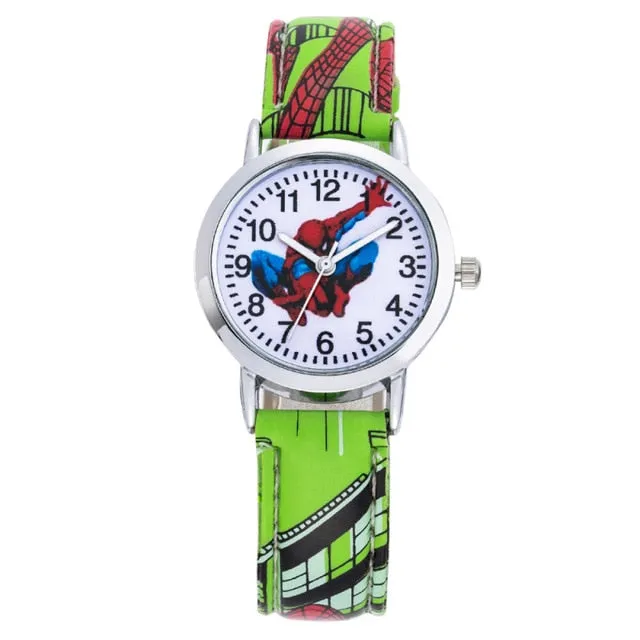 Spiderman Cartoon Kids Watches 30M Waterproof Cool Pattern Leather Strap Children Wristwatch Boys Babys Gift Montre Enfant 2019