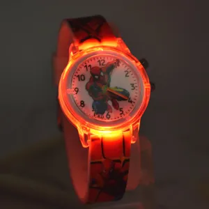 Spiderman Children Watches Cat Cartoon Electronic Colorful Light Source Child Watch Girls Birthday Party Kids Gift Clock Wrist