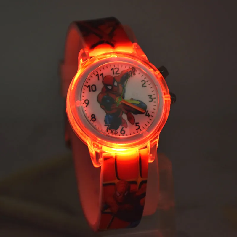 Spiderman Children Watches Cat Cartoon Electronic Colorful Light Source Child Watch Girls Birthday Party Kids Gift Clock Wrist