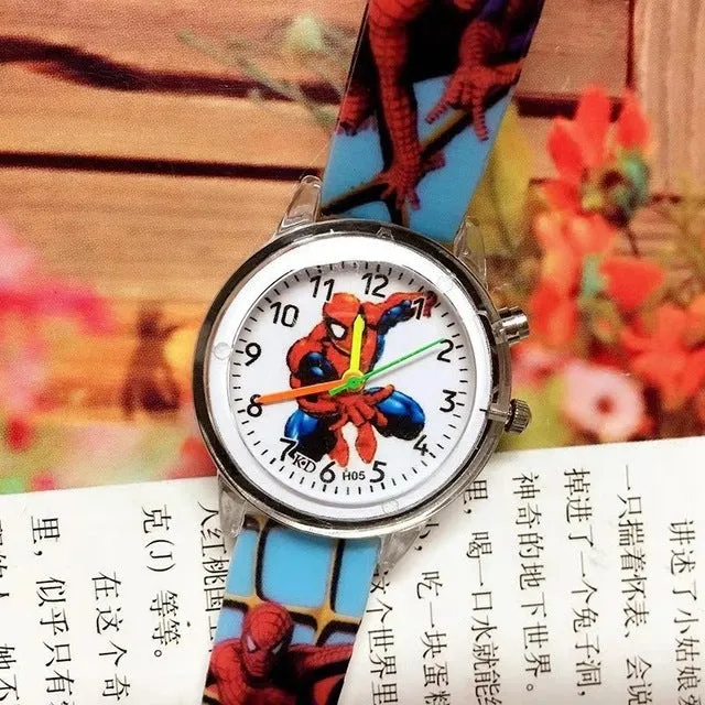 Spiderman Children Watches Cat Cartoon Electronic Colorful Light Source Child Watch Girls Birthday Party Kids Gift Clock Wrist