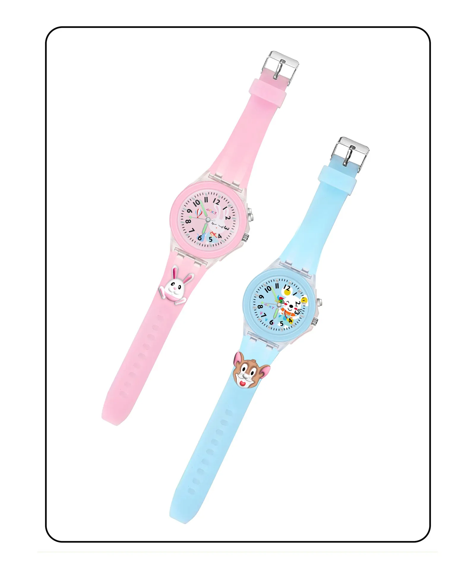 Spiky 3D Astronaut & Rabbit Cartoon Analog Light Watch Combo