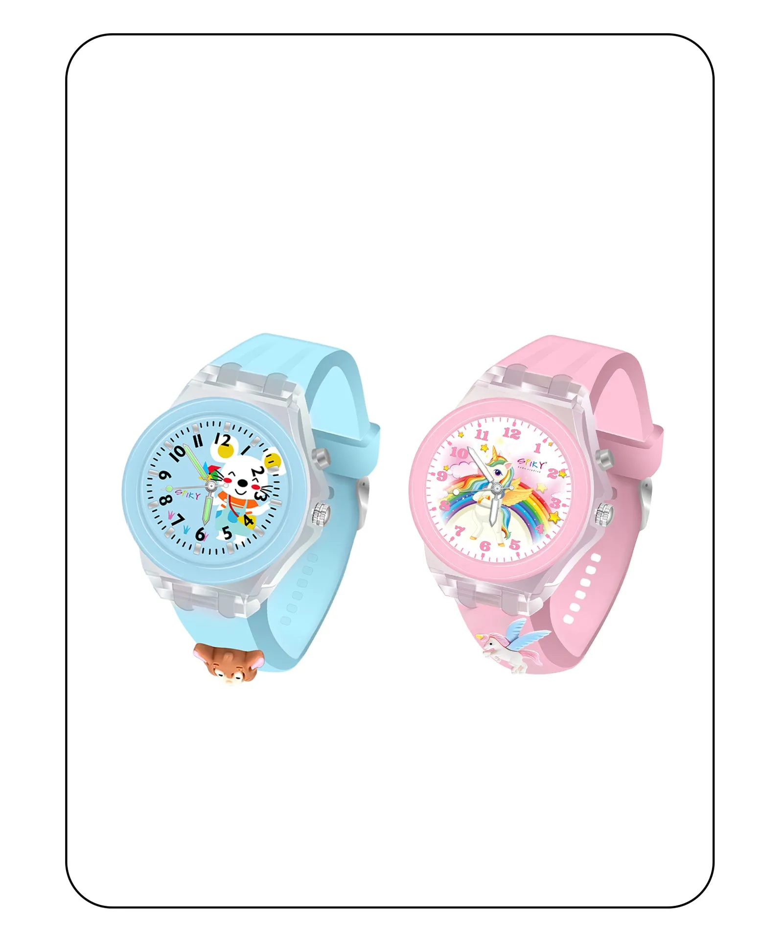 Spiky 3D Astronaut & Rabbit Cartoon Analog Light Watch Combo