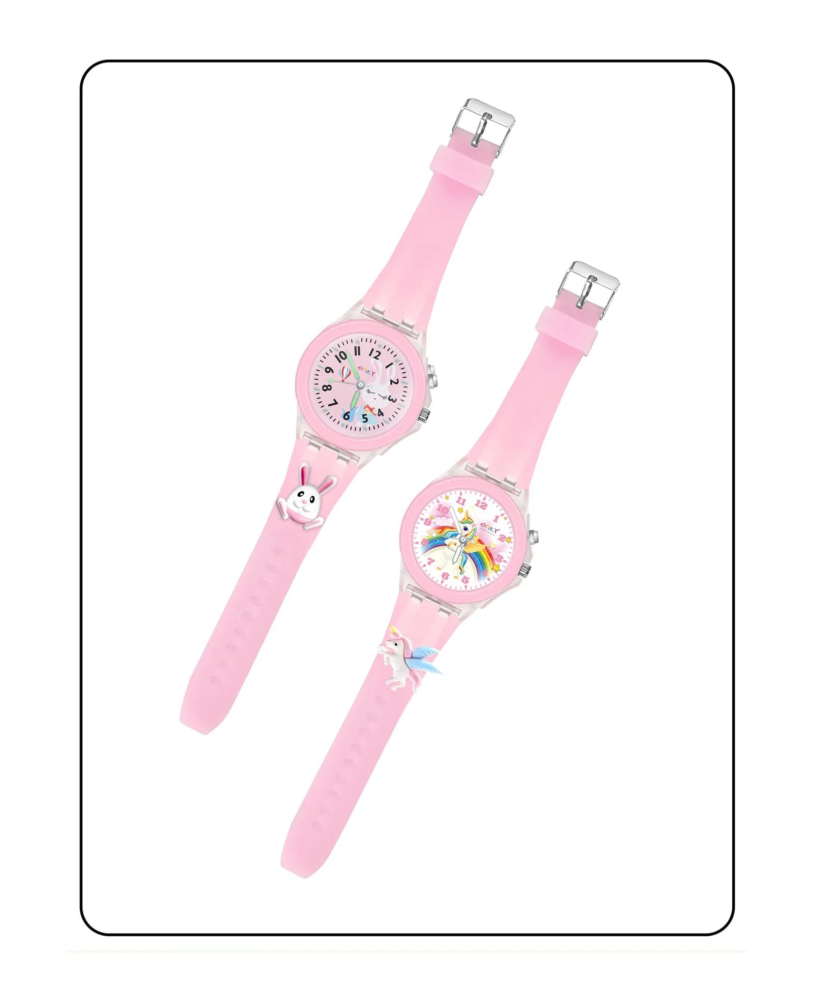 Spiky 3D Astronaut & Rabbit Cartoon Analog Light Watch Combo