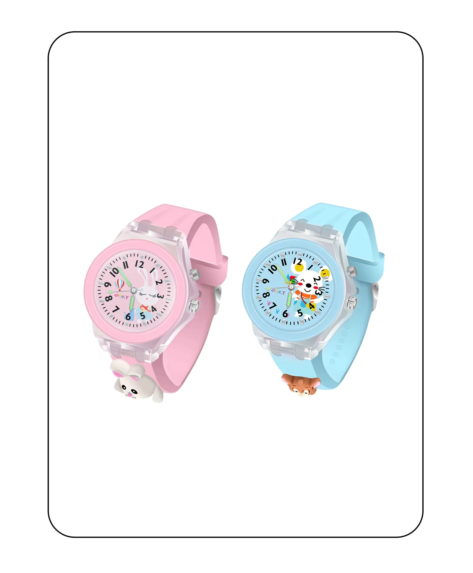Spiky 3D Astronaut & Rabbit Cartoon Analog Light Watch Combo