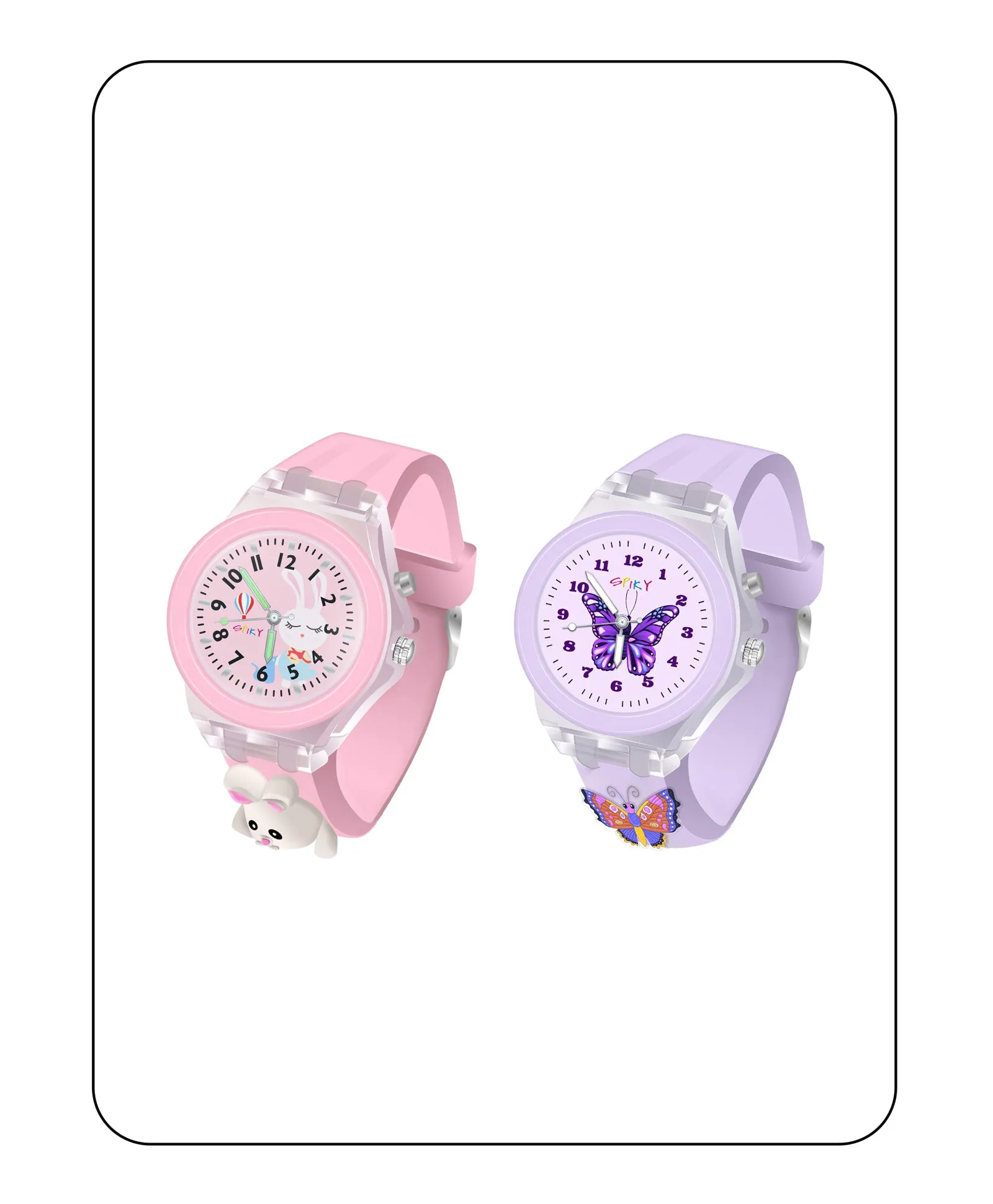 Spiky 3D Astronaut & Rabbit Cartoon Analog Light Watch Combo
