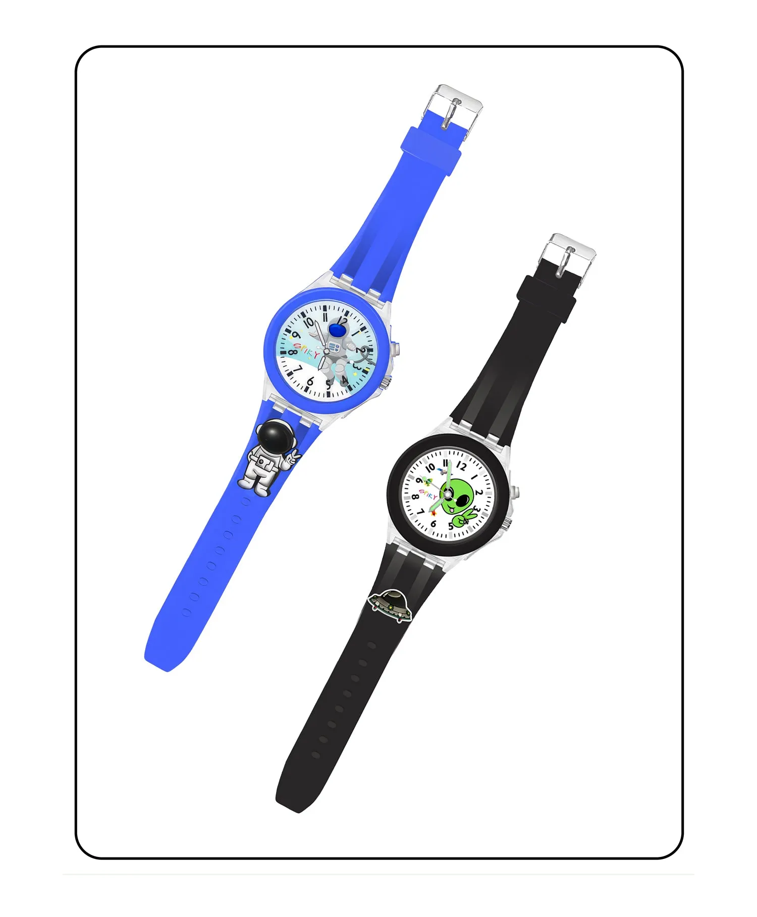 Spiky 3D Astronaut & Rabbit Cartoon Analog Light Watch Combo