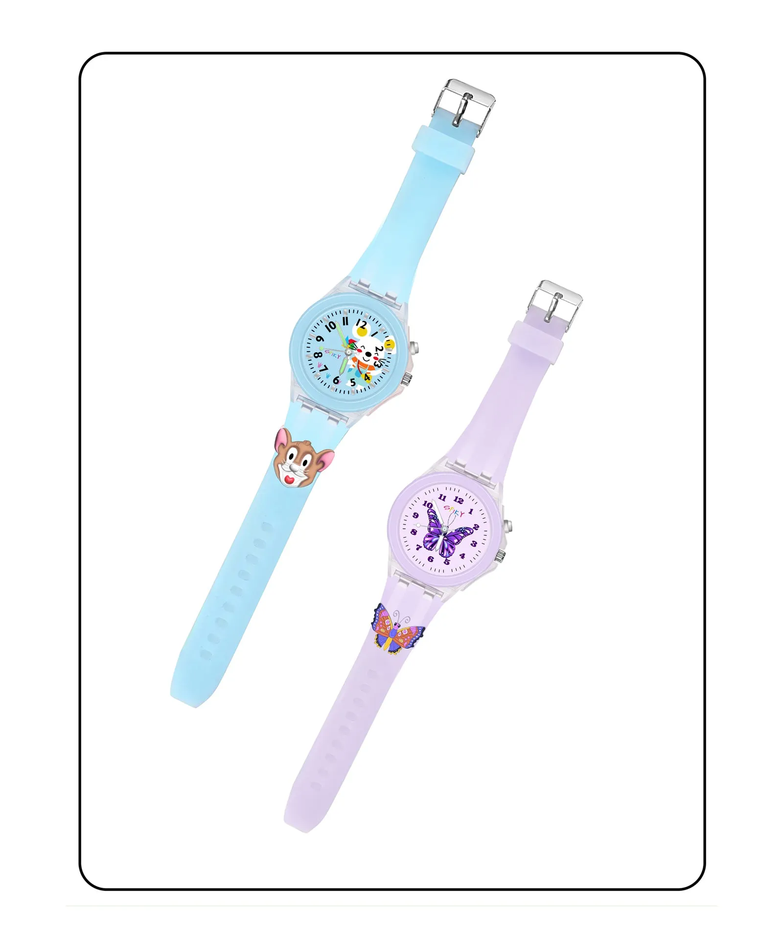 Spiky 3D Astronaut & Rabbit Cartoon Analog Light Watch Combo