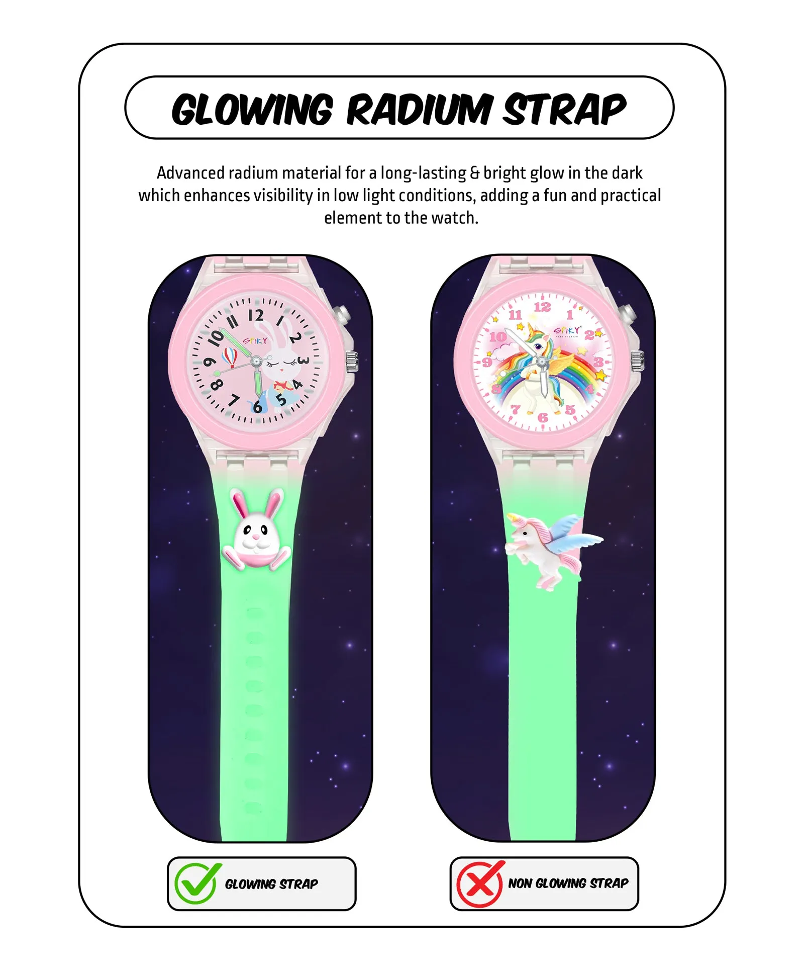 Spiky 3D Astronaut & Rabbit Cartoon Analog Light Watch Combo