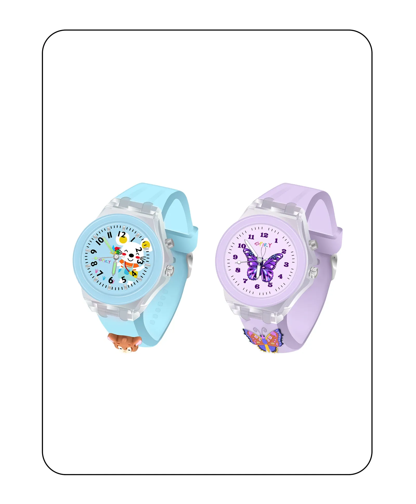 Spiky 3D Astronaut & Rabbit Cartoon Analog Light Watch Combo