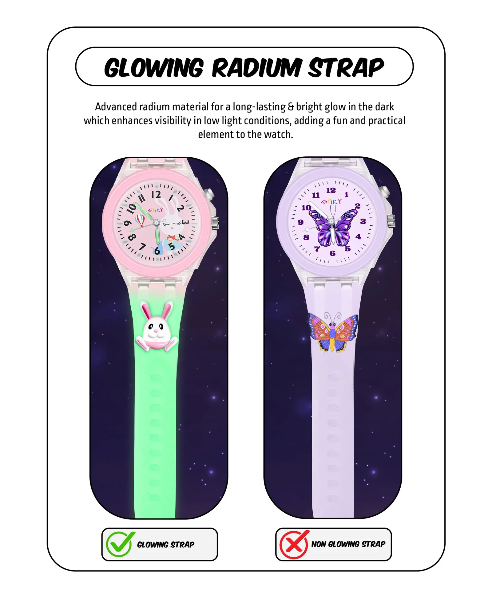 Spiky 3D Astronaut & Rabbit Cartoon Analog Light Watch Combo