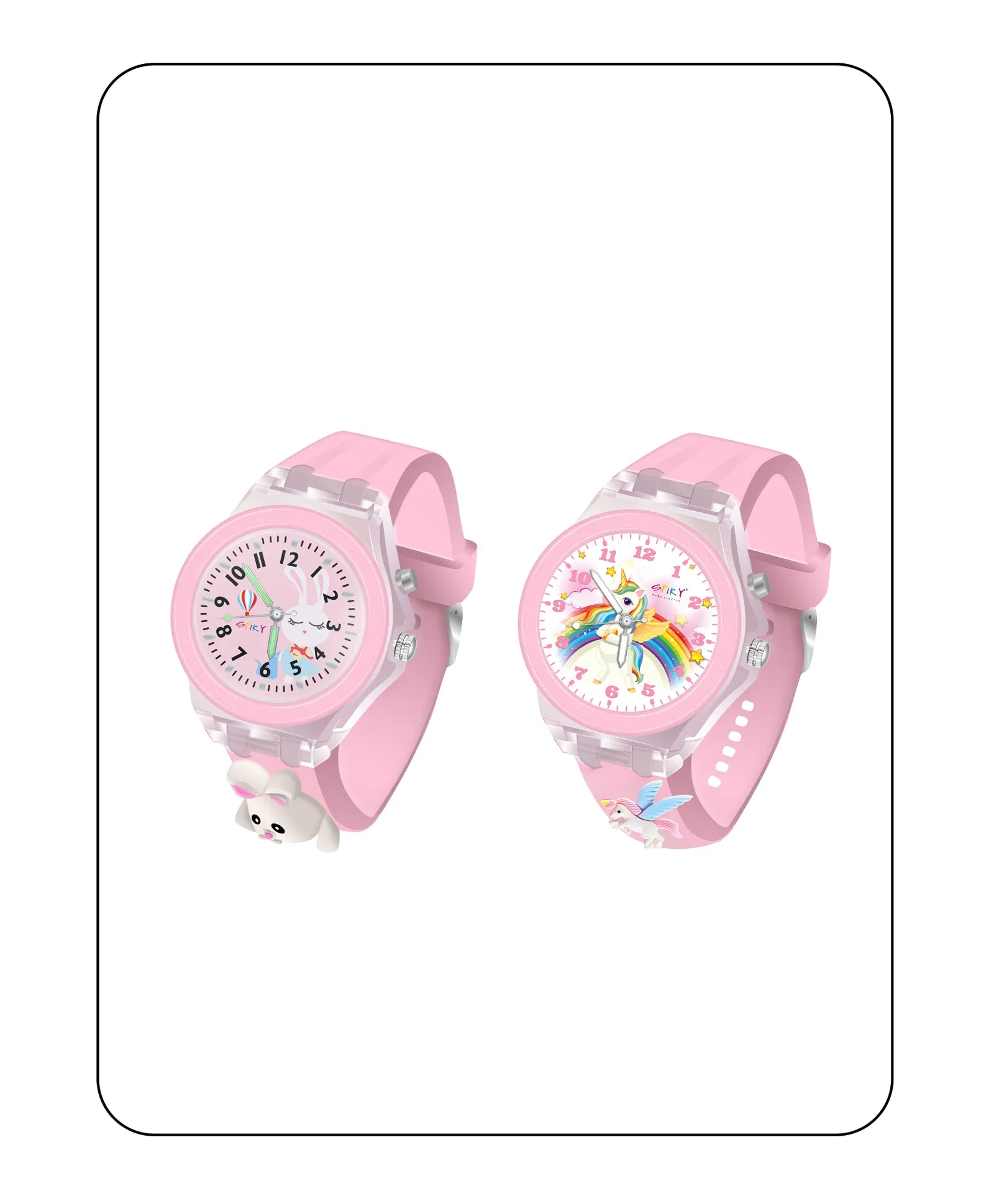 Spiky 3D Astronaut & Rabbit Cartoon Analog Light Watch Combo