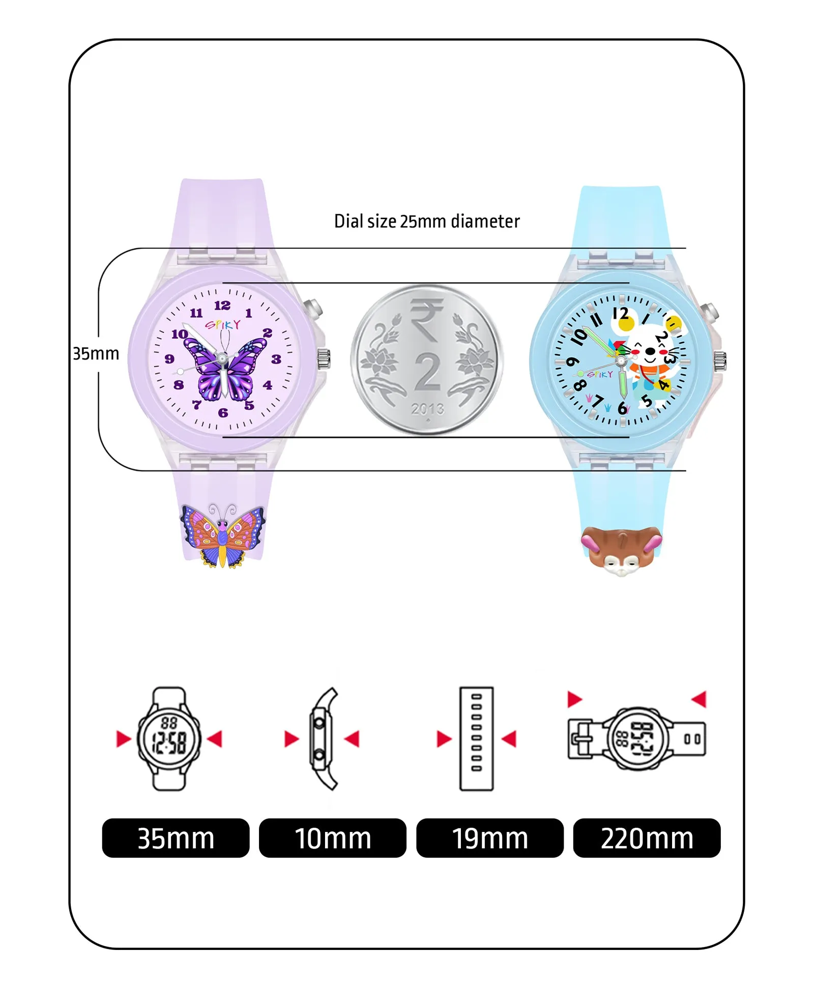 Spiky 3D Astronaut & Rabbit Cartoon Analog Light Watch Combo