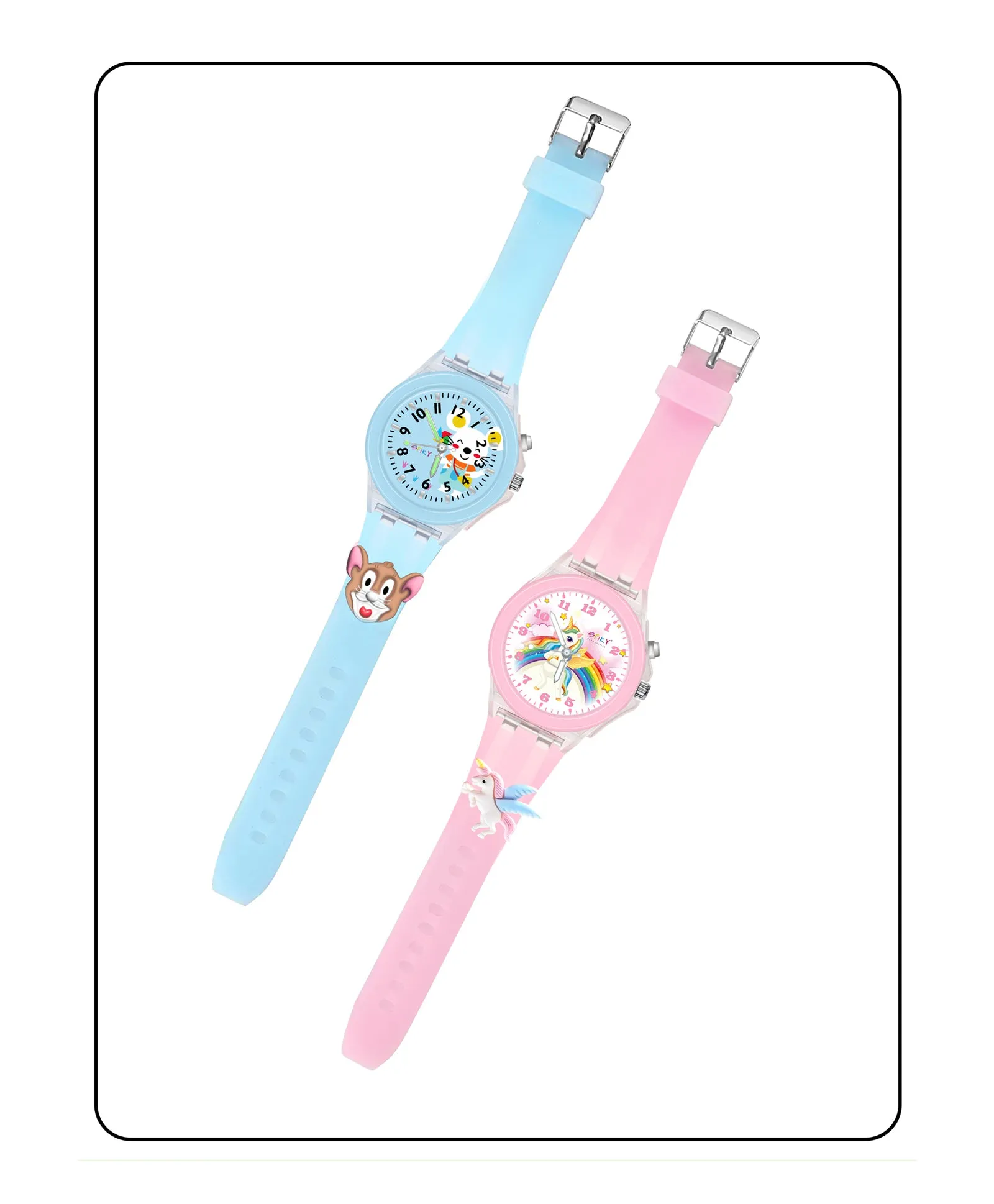 Spiky 3D Astronaut & Rabbit Cartoon Analog Light Watch Combo