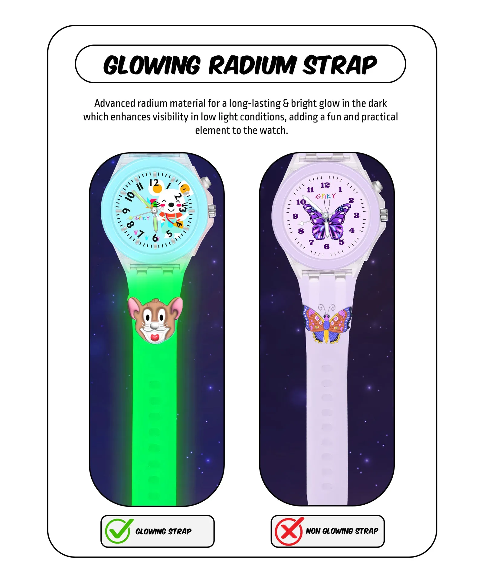 Spiky 3D Astronaut & Rabbit Cartoon Analog Light Watch Combo
