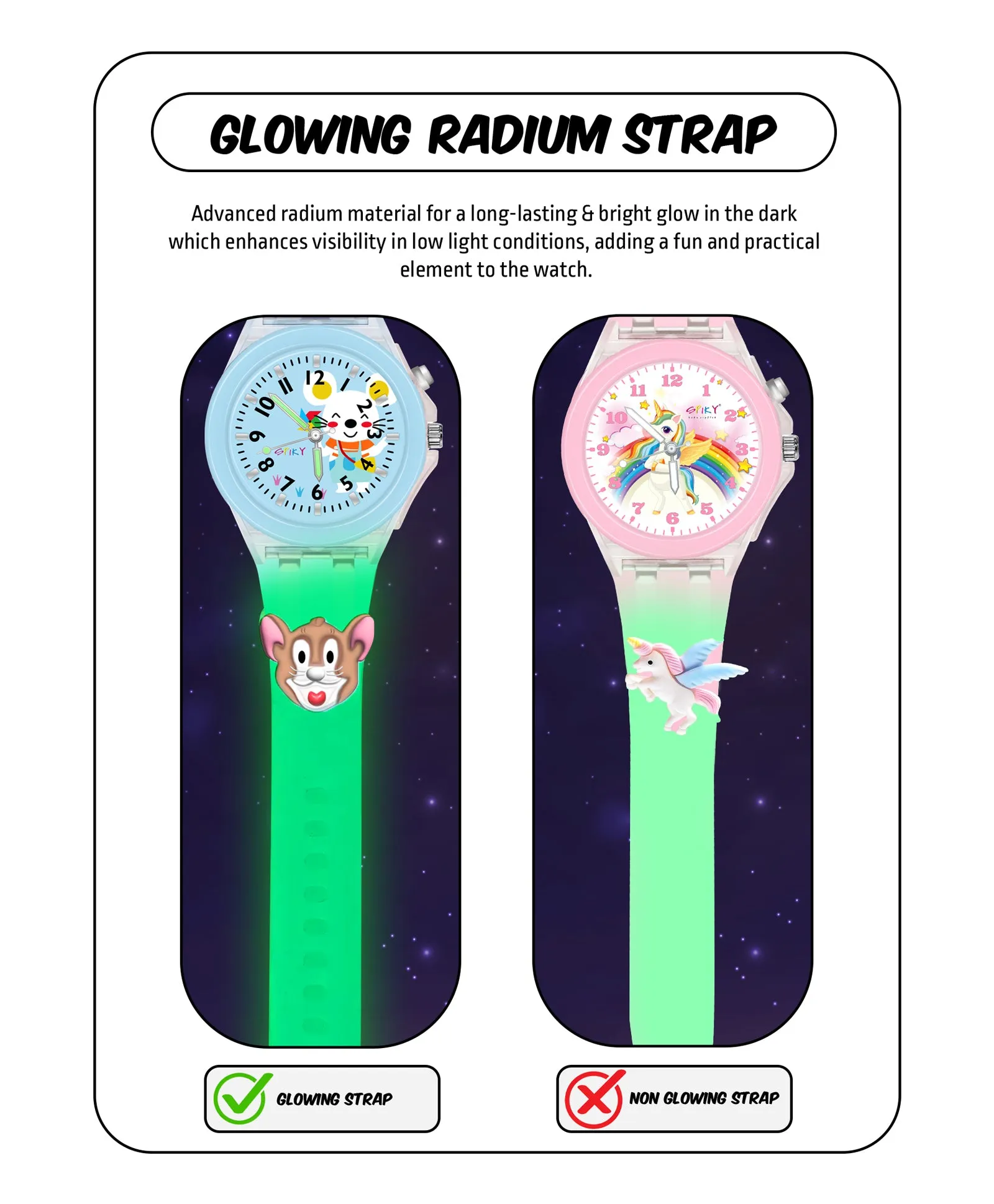 Spiky 3D Astronaut & Rabbit Cartoon Analog Light Watch Combo