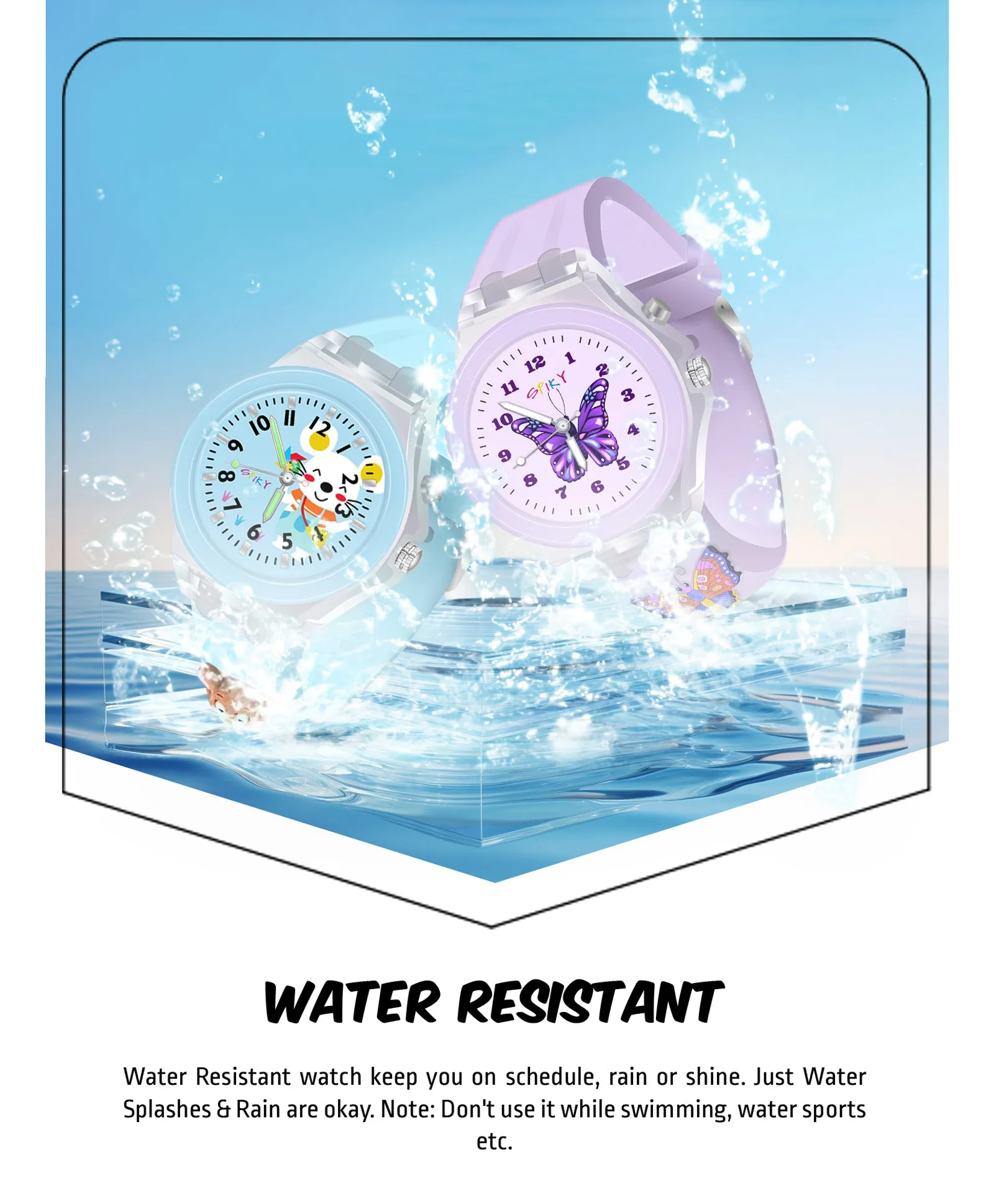 Spiky 3D Astronaut & Rabbit Cartoon Analog Light Watch Combo