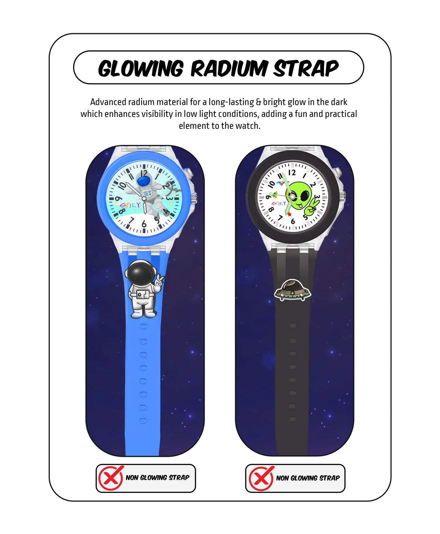 Spiky 3D Astronaut & Rabbit Cartoon Analog Light Watch Combo