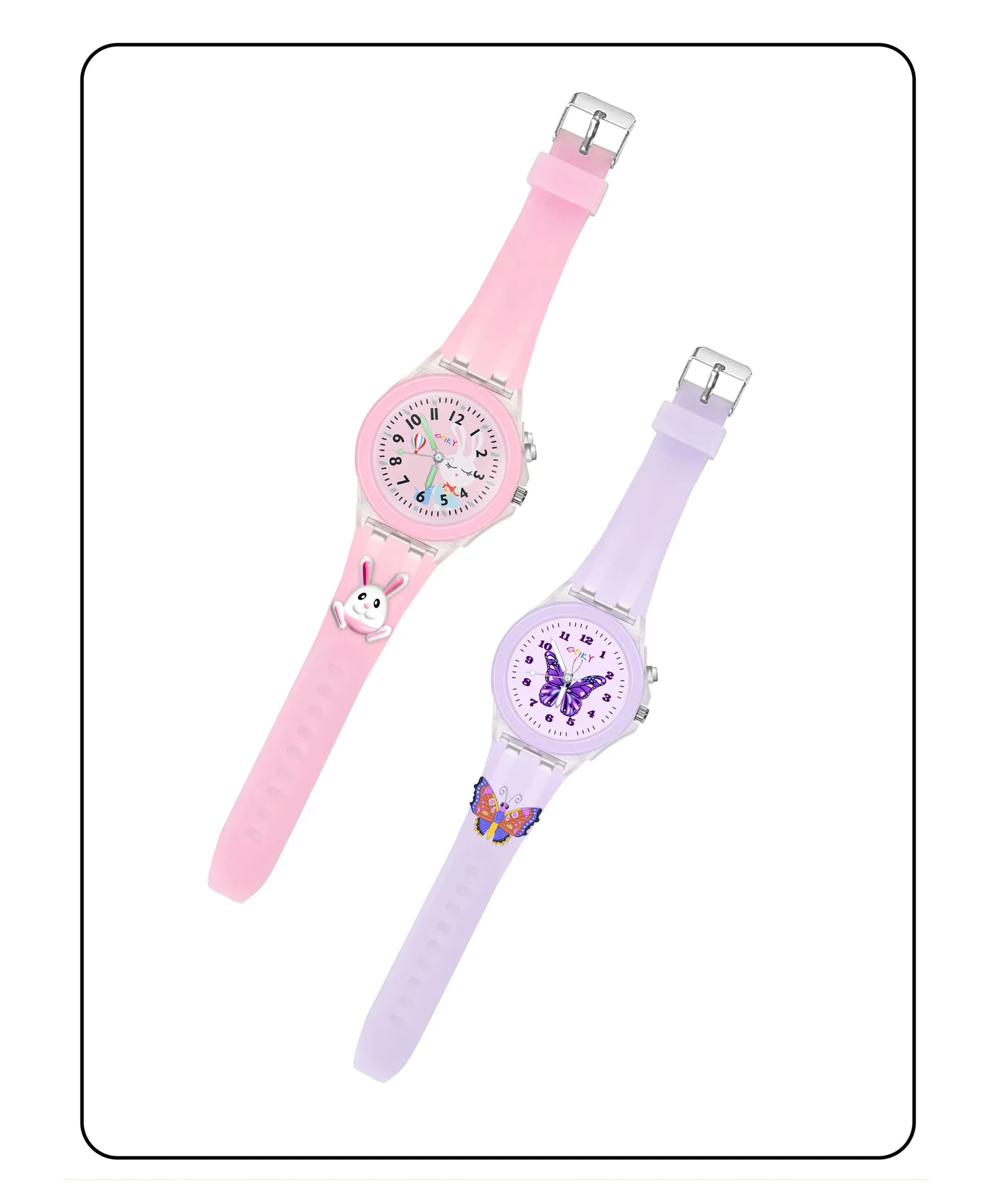 Spiky 3D Astronaut & Rabbit Cartoon Analog Light Watch Combo