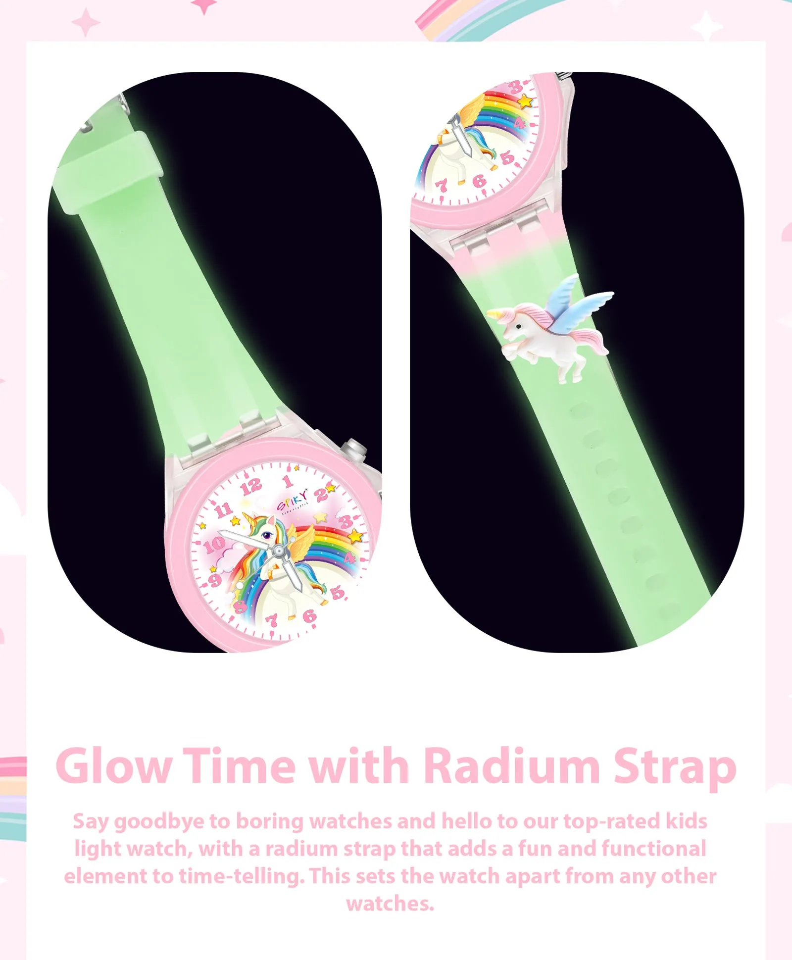 Spiky 3D Cartoon Spaceship Analog Light Watch for Kids Boys & Girls - Black