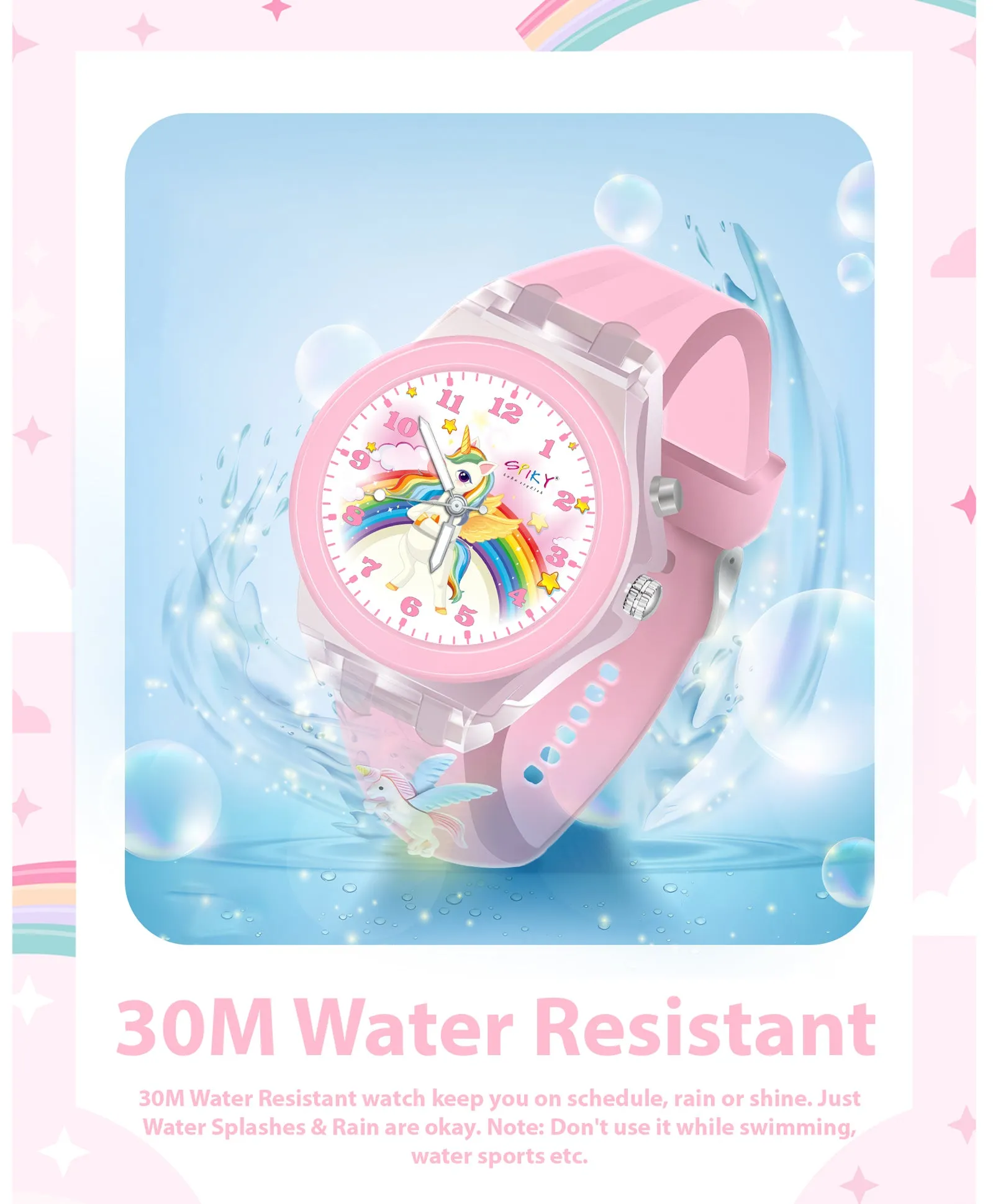 Spiky 3D Cartoon Spaceship Analog Light Watch for Kids Boys & Girls - Black