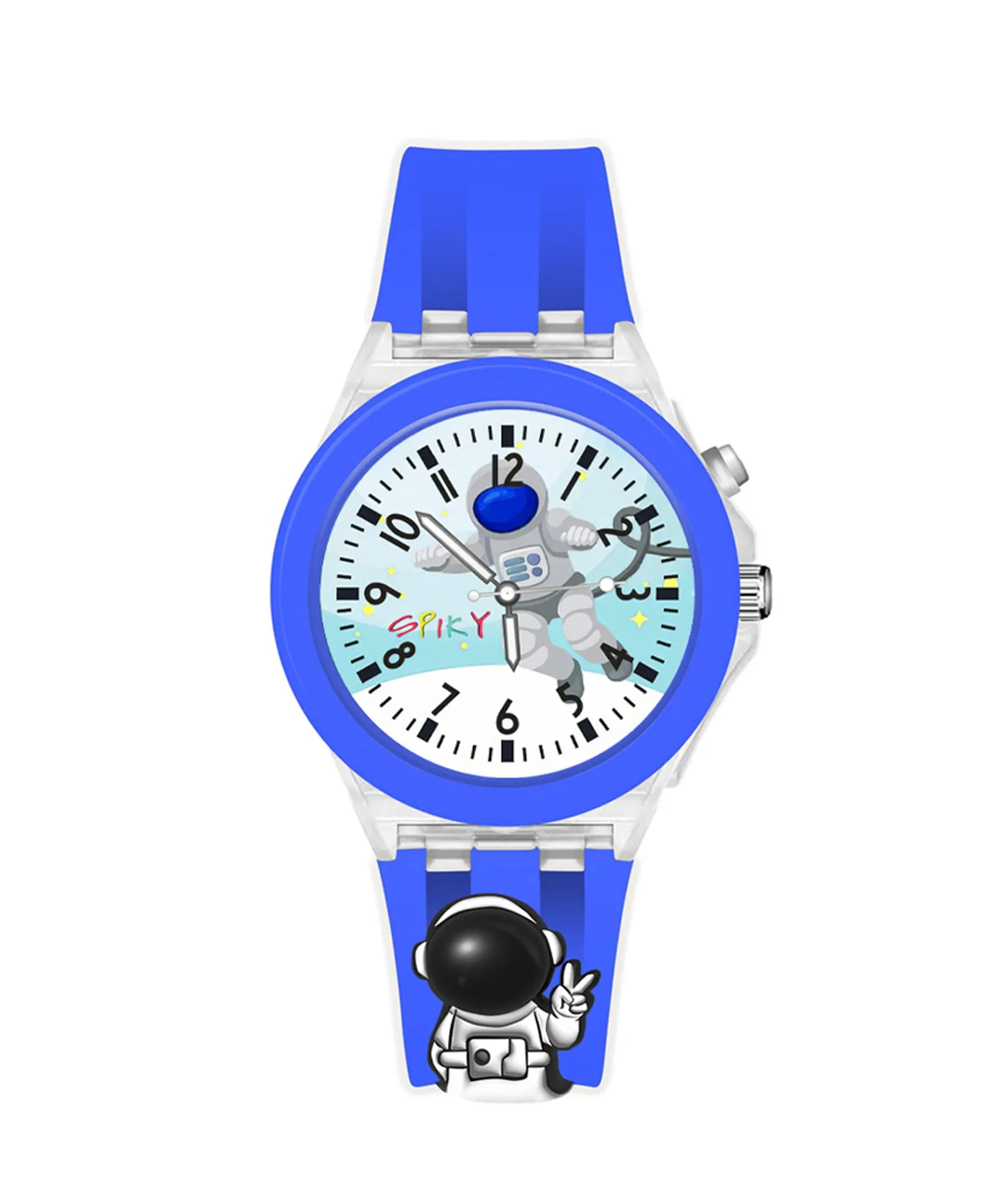 Spiky 3D Cartoon Spaceship Analog Light Watch for Kids Boys & Girls - Black