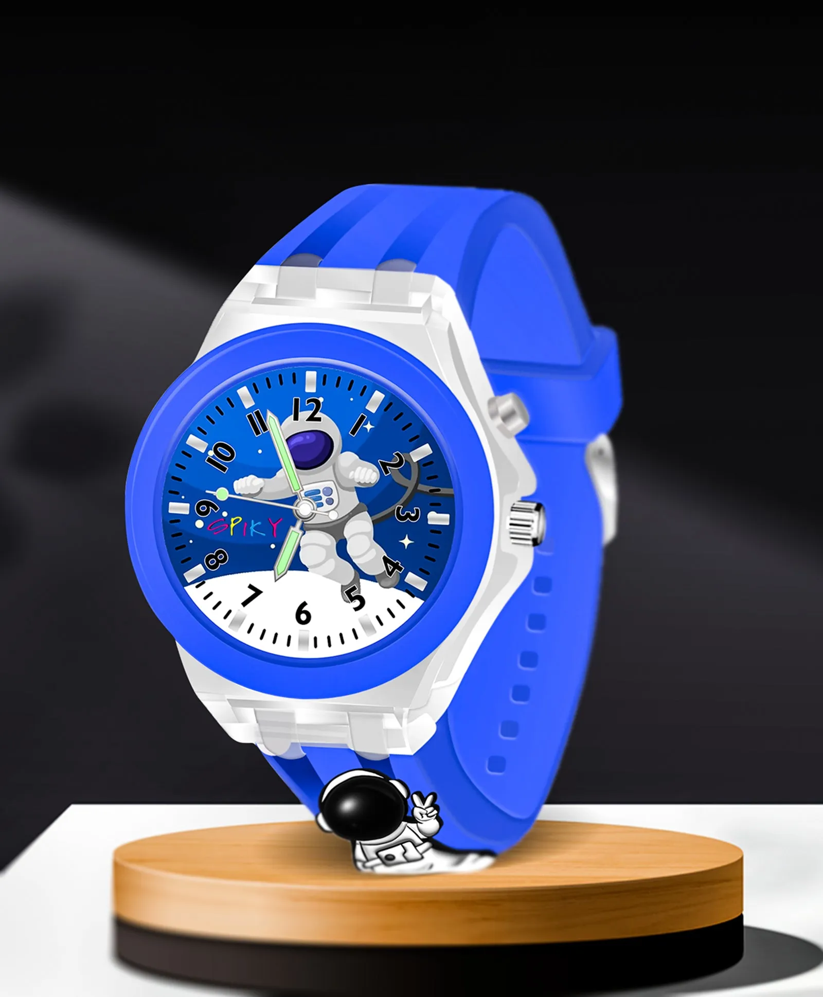 Spiky 3D Cartoon Spaceship Analog Light Watch for Kids Boys & Girls - Black