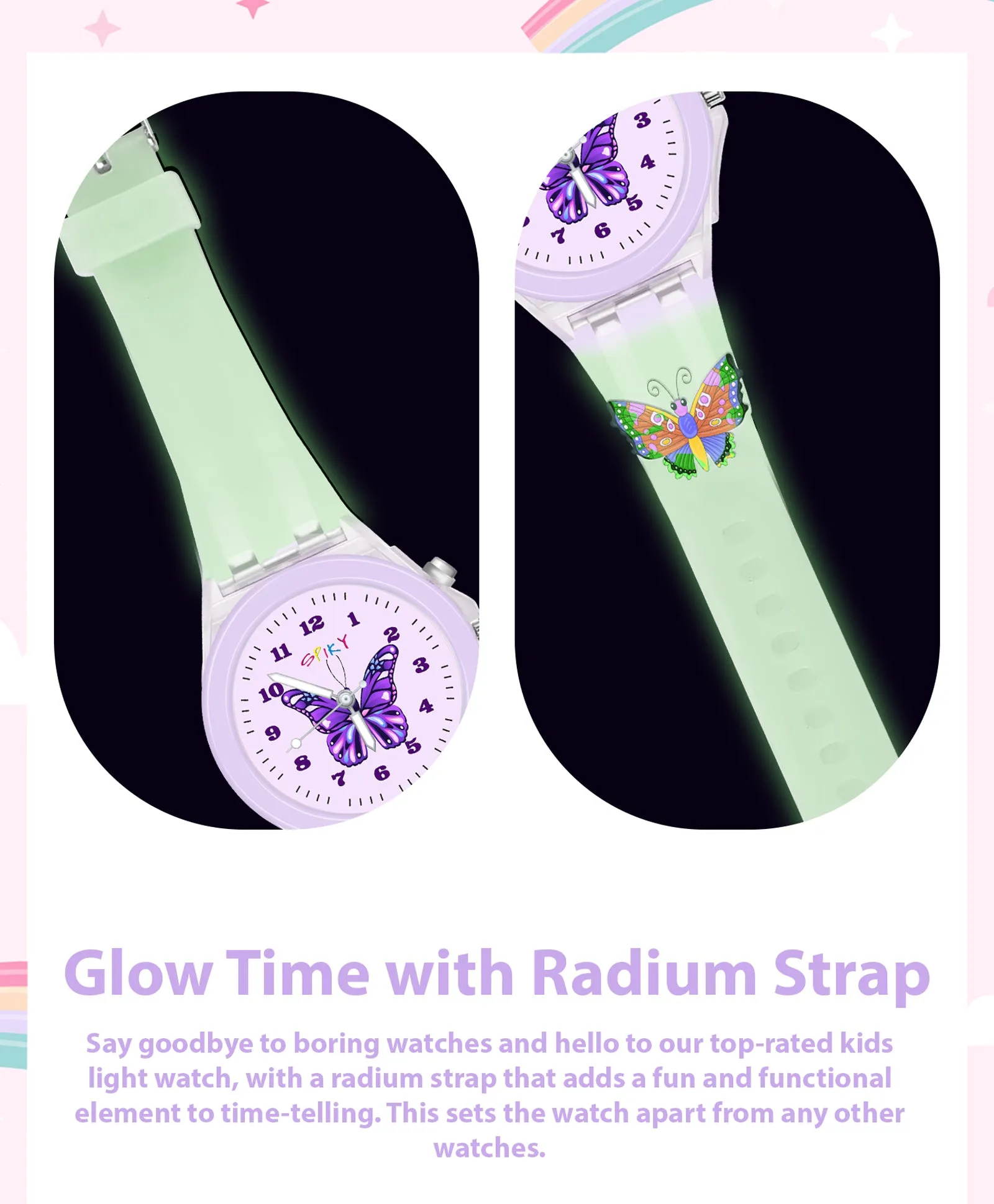 Spiky 3D Cartoon Spaceship Analog Light Watch for Kids Boys & Girls - Black